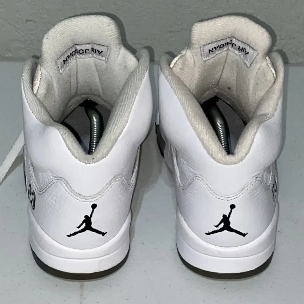Nike Air Jordan Retro 5 V‎ Metallic White 136027-130 Mens Size 7 Womens 8.5 2015